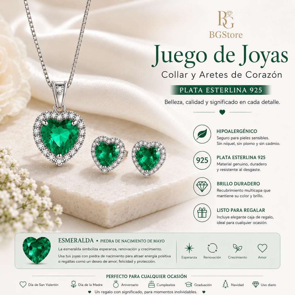 Eternal Emerald™-Set Corazón Premium
